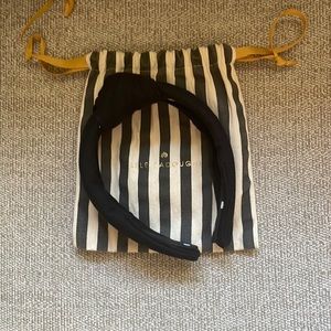 Lele Sadoughi classic knotted headband in black woven cotton